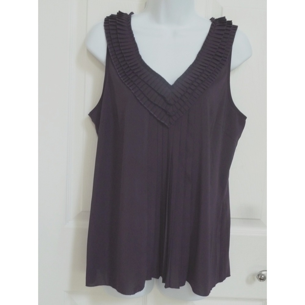 SPENSE Sz Large 12/14 Sleeveless Career Business Office Blouse Ruffles Purple